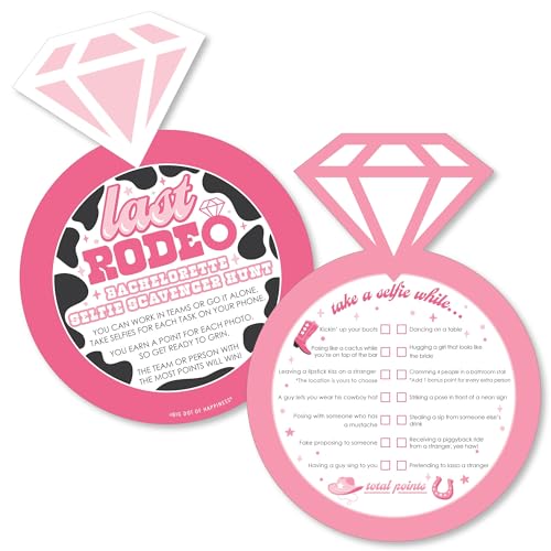 Big Dot of Happiness Last Rodeo - Selfie Schnitzeljagd - Pink Cowgirl Bachelorette Party Spiel - Set von 12 von Big Dot of Happiness