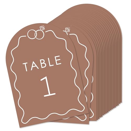 Big Dot of Happiness Mocca Brown Wedding Rings Table Numbers, Engagement and Anniversary Party Decor, Wedding Centerpieces, Double Side 12.7 x 17.8 cm Cards, Table Numbers - 1-20 Big Dot of Happiness Mocca Brown Wedding Rings Table Numbers, Engagement and Anniversary Party Decor, Wedding Centerpieces, Double Side 12.7 x 17.8 cm Cards, Table Numbers - 1-20 von Big Dot of Happiness
