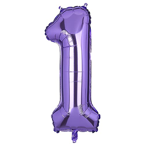 100 CM Groß Lila Zahl 1 Folienballon Luftballon Folien Mylar Riese MäDchen Helium Luftballons Geburtstag Party Deko Lieferungen Baby von Big Eye Owl
