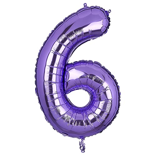 100 CM Groß Lila Zahl 6 Folienballon Luftballon Folien Mylar Riese MäDchen Helium Luftballons Geburtstag Party Deko Lieferungen Baby von Big Eye Owl