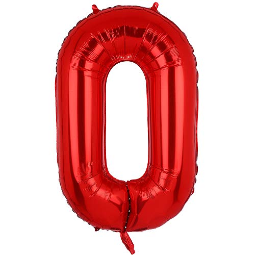 100 CM Groß Rot Zahl 0 Folienballon Luftballon Folien Mylar Riese MäDchen Helium Luftballons Geburtstag Party Deko Lieferungen Baby von Big Eye Owl