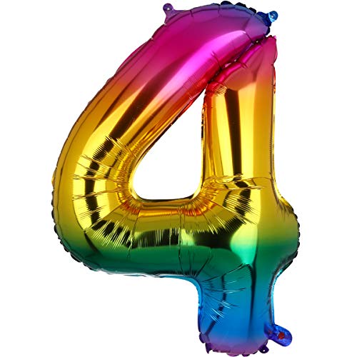 100CM Riesen Regenbogen Zahl 4 Folien Luftballons Number Mylar Helium Zahlenballon Hochzeit Geschenk-Deko Einhorn Geburtstag Party Dekoration für Mädchen Junge XXL 100CM Riesen Regenbogen Zahl 4 Folien Luftballons Number Mylar Helium Zahlenballon Hochzeit Geschenk-Deko Einhorn Geburtstag Party Dekoration für Mädchen Junge XXL von Big Eye Owl