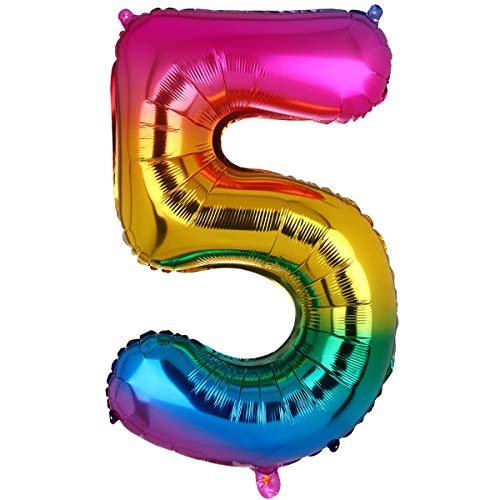 100CM Riesen Regenbogen Zahl 5 Folien Luftballons Number Mylar Helium Zahlenballon Hochzeit Geschenk-Deko Einhorn Geburtstag Party Dekoration für Mädchen Junge 100CM Riesen Regenbogen Zahl 5 Folien Luftballons Number Mylar Helium Zahlenballon Hochzeit Geschenk-Deko Einhorn Geburtstag Party Dekoration für Mädchen Junge von Big Eye Owl
