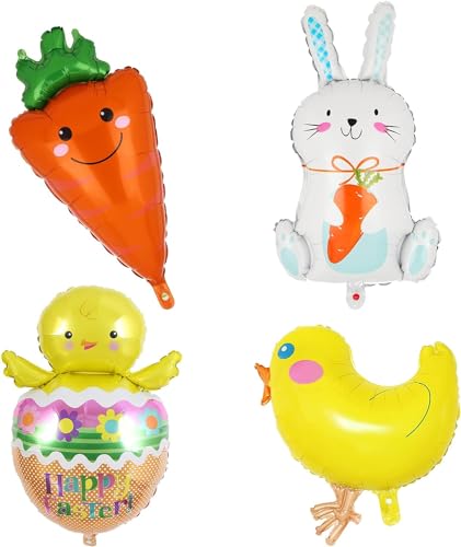 4 Stück Ostern luftballons Hase Karotte Küken Ostereier Folienballon Happy Easter Party Osterküken Carrot Hasen Egg Ballon Osterdekoration 4 Stück Ostern luftballons Hase Karotte Küken Ostereier Folienballon Happy Easter Party Osterküken Carrot Hasen Egg Ballon Osterdekoration von Big Eye Owl