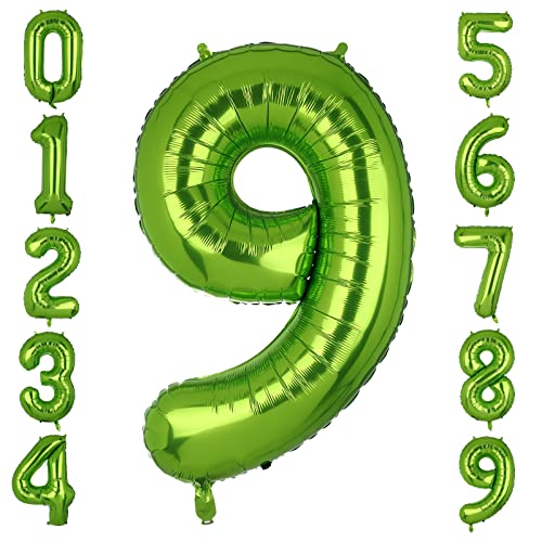 Große, grüne Folien-Luftballons, Zahl 9, große Mylar-Helium-Ballons für Geburtstage, Party-Dekorationen, 101,6 cm von Big Eye Owl