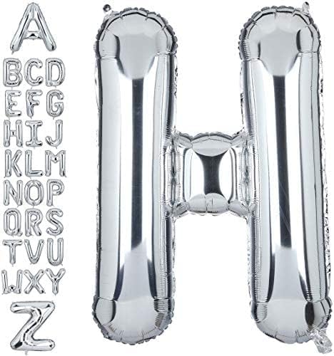 XXL Big Silver Letter H Mylar Helium Balloons 40 Inch Giant Single Foil Balloon Birthday Party Decoration Supply Baby Shower (Silver H) von Big Eye Owl