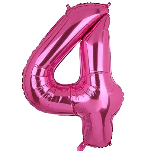 XXL Groß Rosa Zahl 4 Folienballon Luftballon Folien Mylar Riese MäDchen Helium Ballon Geburtstag Party Deko Lieferungen Baby 100 CM von Big Eye Owl
