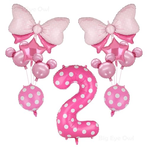 XXL Rosa Zahl 2 Luftballon GroßE Folie Mylar Helium Schleife Zahlen 2 Pink Folienballons Prinzessin Party Deko Kinder Geburtstags 100cm von Big Eye Owl
