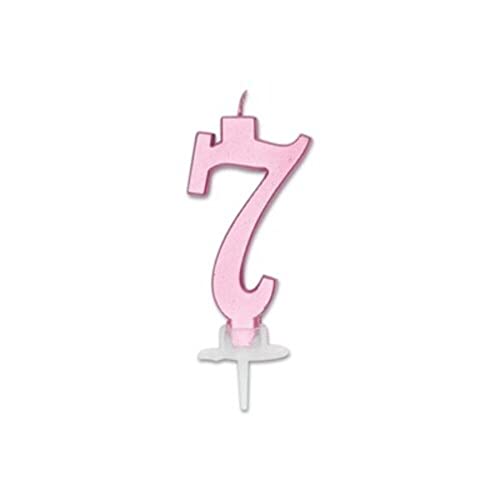 Kerze Nummer 7 Rosa Metall 7 cm von Big Party