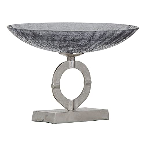 Tischaufsatz 33 x 33 x 24 cm Glas Grau Metall Silber Tischaufsatz 33 x 33 x 24 cm Glas Grau Metall Silber von BigBuy Home