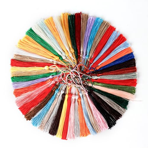 BigKego 100 Stück Mini Quasten 13 cm Lesezeichen Quasten Bunt Handgemachte Seidige Quaste Anhänger für Schmuckherstellung DIY Handwerk Zubehör Schlüsselanhänger BigKego 100 Stück Mini Quasten 13 cm Lesezeichen Quasten Bunt Handgemachte Seidige Quaste Anhänger für Schmuckherstellung DIY Handwerk Zubehör Schlüsselanhänger von BigKego