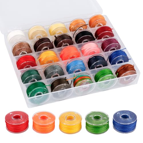BigKego 25 Rollen Gewachste Schnur Gewachster Faden Bunt Polyesterschnur Gewachste Baumwollschnur Leder Nähfaden 0.65mm x 6m mit Box für DIY Schmuckherstellung BigKego 25 Rollen Gewachste Schnur Gewachster Faden Bunt Polyesterschnur Gewachste Baumwollschnur Leder Nähfaden 0.65mm x 6m mit Box für DIY Schmuckherstellung von BigKego