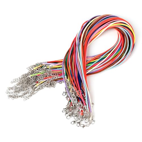 BigKego 50 Stück Lederband Kette mit Verschluss Geflochtene Gewachste Halskette Schnur 2mm Bunt Halskette Wachs Seil für DIY Armband Halskette Schmuckherstellung BigKego 50 Stück Lederband Kette mit Verschluss Geflochtene Gewachste Halskette Schnur 2mm Bunt Halskette Wachs Seil für DIY Armband Halskette Schmuckherstellung von BigKego