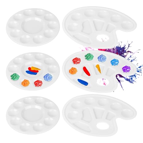 BigKego 6 Stück Mischpalette Malpalette Aquarell Universalpalette aus Kunststoff Malzubehör für DIY Malerei Kunst 2 Stile Weiß von BigKego