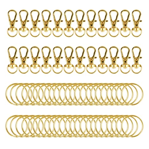 BigKego 60 Stück Schlüsselanhänger Clip Haken Karabiner Schlüsselanhänger Basteln Klein Schlüsselringe Karabinerhaken mit Drehgelenk Schlüsselring Gold für Lanyard DIY Handwerk BigKego 60 Stück Schlüsselanhänger Clip Haken Karabiner Schlüsselanhänger Basteln Klein Schlüsselringe Karabinerhaken mit Drehgelenk Schlüsselring Gold für Lanyard DIY Handwerk von BigKego