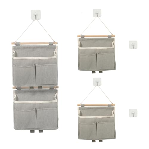 Aufbewahrungstasche zum Aufhängen an der Wand, Schranktasche mit Taschen, Hintertür-Hängeaufbewahrung, Leinenstoff, wasserdichter Mülleimer für Schlafzimmer, Küche, Grau, 4 Stück Aufbewahrungstasche zum Aufhängen an der Wand, Schranktasche mit Taschen, Hintertür-Hängeaufbewahrung, Leinenstoff, wasserdichter Mülleimer für Schlafzimmer, Küche, Grau, 4 Stück von BigKing