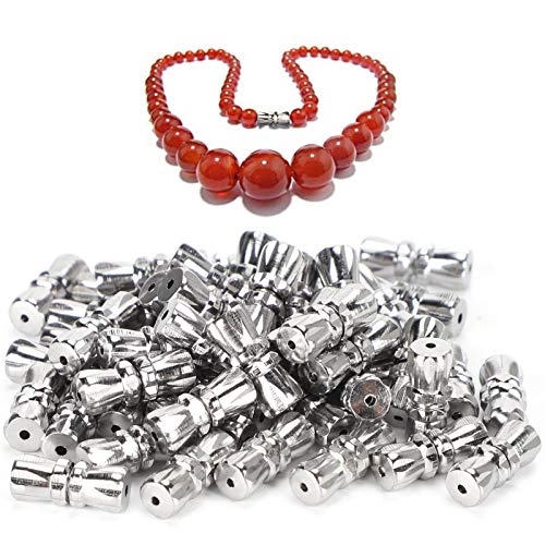 BigKing 50 Stück Schraubverschlüsse für Armbänder, Halsketten, DIY, Armband, Halskette, Verschluss, Fassschrauben, für Schmuck zum Basteln - Silber von BigKing
