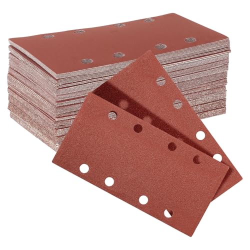 BigKing Beflocktes Schleifpapier mit 8 Löchern, rechteckig, Körnung 40/60/80/100/120/150/180/240/320/400/600/800, 7 Blatt, zum Polieren oder Schleifen (93 x 185 mm) von BigKing
