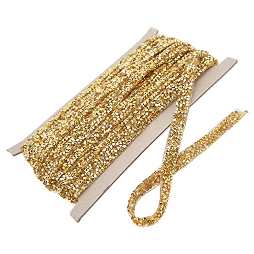 BigKing Gold-Strassband, 10 Yards 1 cm, selbstklebendes DIY-Kristall-Strassband zum Nähen von DIY-Bastelarbeiten von BigKing