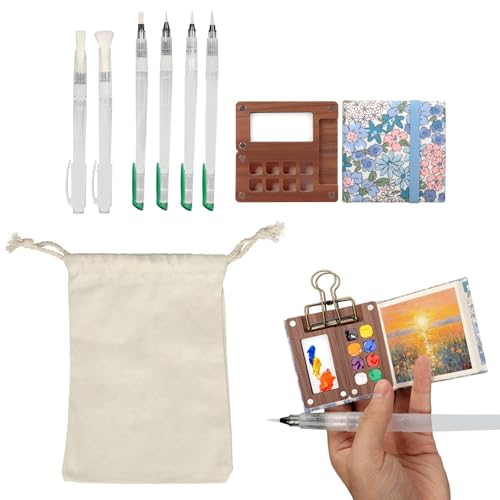 BigKing Mini Aquarell Travel Set, Reise Mini Palette, Pocket Aquarell Set,Tragbares Mini-Aquarell-Paletten Set-mit Aufbewahrungstasche - mit Clip -mit 6 Bürsten für Künstler, Studenten und unterwegs BigKing Mini Aquarell Travel Set, Reise Mini Palette, Pocket Aquarell Set,Tragbares Mini-Aquarell-Paletten Set-mit Aufbewahrungstasche - mit Clip -mit 6 Bürsten für Künstler, Studenten und unterwegs von BigKing