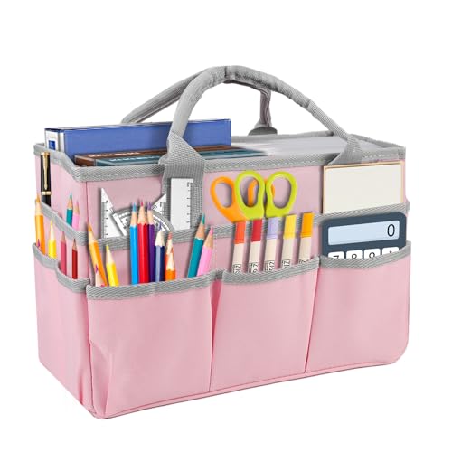 BigKing Tragetasche für Künstler, Oxford-Stoff, mit mehreren Taschen, Organizer für Schreibwaren, Zeichenbücher, Notizbücher, Pinsel (Rosa Grau) von BigKing