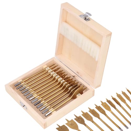 Holzbearbeitungs-Flachbohrer, 13-teiliger Holzbearbeitungs-Flachbohrer aus Kohlenstoffstahl, 1/4-Zoll-Sechskantschaft-Spatenbohrer-Set, Lochschneider Holzbearbeitungs-Flachbohrer, 13-teiliger Holzbearbeitungs-Flachbohrer aus Kohlenstoffstahl, 1/4-Zoll-Sechskantschaft-Spatenbohrer-Set, Lochschneider von BigKing