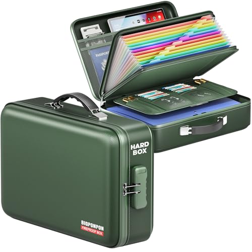 BigPonPon Feuerfeste Dokumentenbox, Hartschalenkoffer, sehr schwer entflammbar, feuerfest, wasserdicht, Datei-Organizer mit Schloss, tragbar, feuerfest, für wichtige Dokumente und Wertsachen, Grün BigPonPon Feuerfeste Dokumentenbox, Hartschalenkoffer, sehr schwer entflammbar, feuerfest, wasserdicht, Datei-Organizer mit Schloss, tragbar, feuerfest, für wichtige Dokumente und Wertsachen, Grün von BigPonPon
