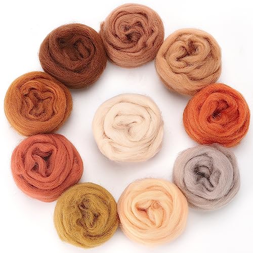 Nadelfilzwolle – 10 Farben Herbst Orange Braun Erdton Naturfaser Wolle Roving Garn Handspinning Zubehör für Anfänger Erwachsene Thanksgiving DIY Bastelmaterialien, 10 g/Farbe Nadelfilzwolle – 10 Farben Herbst Orange Braun Erdton Naturfaser Wolle Roving Garn Handspinning Zubehör für Anfänger Erwachsene Thanksgiving DIY Bastelmaterialien, 10 g/Farbe von Biggun