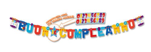 Bigiemme Geburtstagskuchen Jumbo personalisierbar mit Aufkleber 365 x 20 cm, mehrfarbig, 5IT29053 von Bigiemme