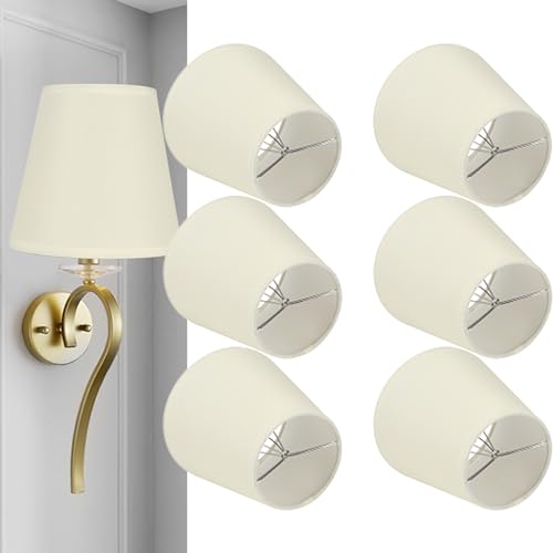 Lampenschirm, 6PCS Cremefarbener Stoff Stoff Lampenschirm Ersatz für E14 Wandleuchte Kronleuchter Home Decoration Lampenschirm, 6PCS Cremefarbener Stoff Stoff Lampenschirm Ersatz für E14 Wandleuchte Kronleuchter Home Decoration von BigKing