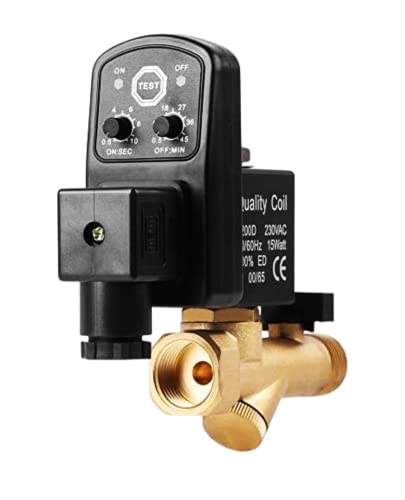 BigKing Ablassventil, G1/2 DN15 Automatisches elektronisches zeitgesteuertes Ablassventil für das Kondensatmanagement des Luftkompressors (230V) von BigKing