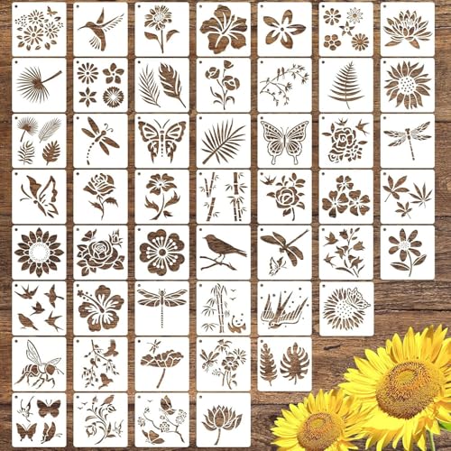 Biglumin 50pcs Blumenschablonen zum Malen 7,6 cm,malschablonen kinder wiederverwendbare Kunststoffschablonen, Schmetterling, Vogel, Blume, Schneidevorlagen für DIY-Wandmalerei mit Biglumin 50pcs Blumenschablonen zum Malen 7,6 cm,malschablonen kinder wiederverwendbare Kunststoffschablonen, Schmetterling, Vogel, Blume, Schneidevorlagen für DIY-Wandmalerei mit von Biglumin