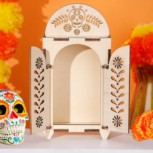 Dia De Los Muertos Ofrenda Shadow Box, vormontierte Holz-Tag-der-Toten-Dekorationen, DIY-Erinnerungs-Bilderrahmen für Ofrenda-Altar-Dekor Dia De Los Muertos Ofrenda Shadow Box, vormontierte Holz-Tag-der-Toten-Dekorationen, DIY-Erinnerungs-Bilderrahmen für Ofrenda-Altar-Dekor von Bigmeta