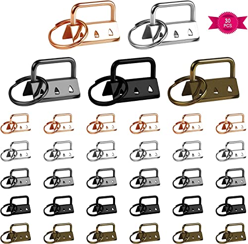 Bigxin Schlüsselband Rohlinge,30 Stück Klemmschließeanhänger mit Schlüsselring,Werkzeugzange Herstellung von DIY Schlüsselbändern Wristlet Hardware für 32 mm Breites Gurtband Tasche(5 Farbe) von Bigxin
