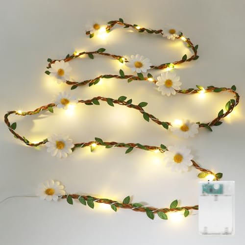 Bigzom 1 Stück LED Gänseblümchen Lichterkette Batteriebetrieben mit 6h Timer, 2,5m 10 Stoffblumen Warmweiß 2700K für deko aesthetic, Deko schlafzimmer, deko frühling,Weihnachten Bigzom 1 Stück LED Gänseblümchen Lichterkette Batteriebetrieben mit 6h Timer, 2,5m 10 Stoffblumen Warmweiß 2700K für deko aesthetic, Deko schlafzimmer, deko frühling,Weihnachten von Bigzom