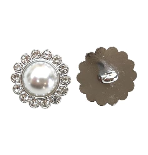 Eleganter Harz-Knopf mit Strass für Mode (Silber, 34L-21.0mm) von Bihahyj