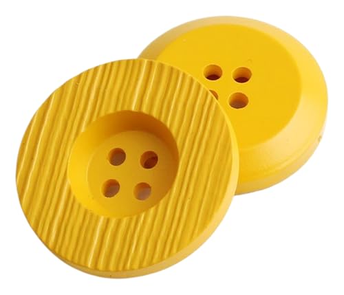 Harzknöpfe in holzähnlicher Oberfläche, rund, Gelb, 25 mm, 10 Stück von Bihahyj