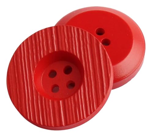 Knöpfe aus Kunstharz in holzähnlicher Oberfläche (rund, rot, 25 mm), 10 Stück von Bihahyj