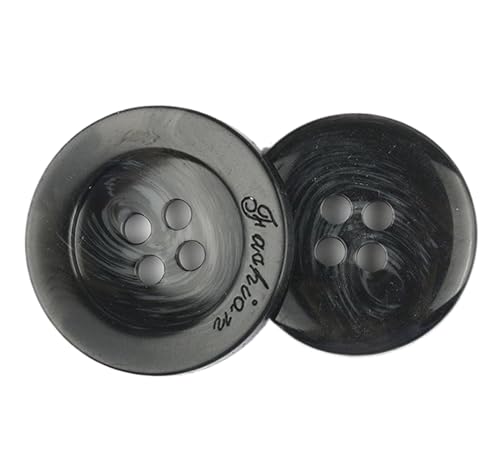 Knöpfe mit vier Löchern, Kunstharz, 15 - 30 mm (Farbe 10, 28 mm), Schwarz, 10 Stück von Bihahyj