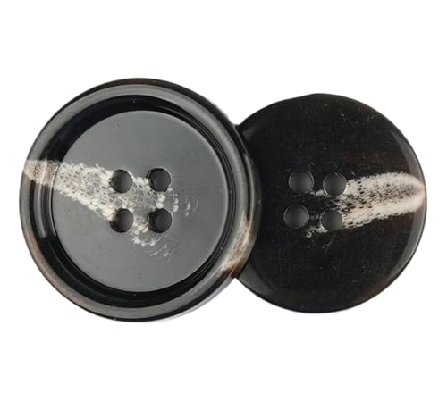 Knöpfe mit vier Löchern, Kunstharz, 15 - 30 mm (Farbe 5, 25 mm), Schwarz, 10 Stück von Bihahyj