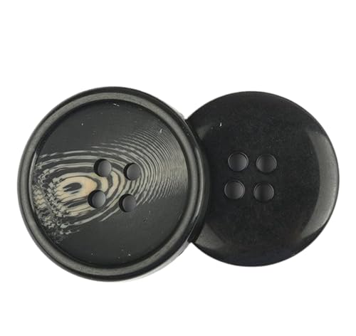 Knöpfe mit vier Löchern, Kunstharz, 15 mm - 30 mm (Farbe 9, 15 mm), Schwarz, 10 Stück von Bihahyj