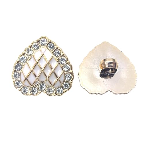 Knopf in Herzform mit Strass für Mäntel (weiß, 24L-15,0 mm) von Bihahyj