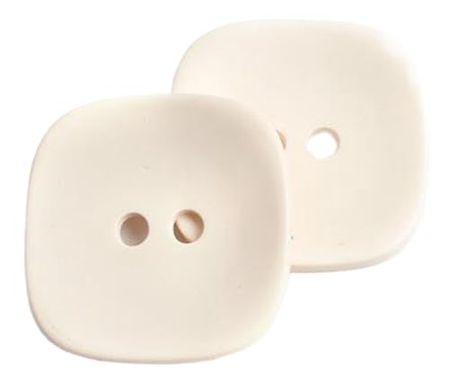Kunstharzknöpfe in holzähnlicher Oberfläche (quadratisch-beige, 30 mm), 10 Stück von Bihahyj
