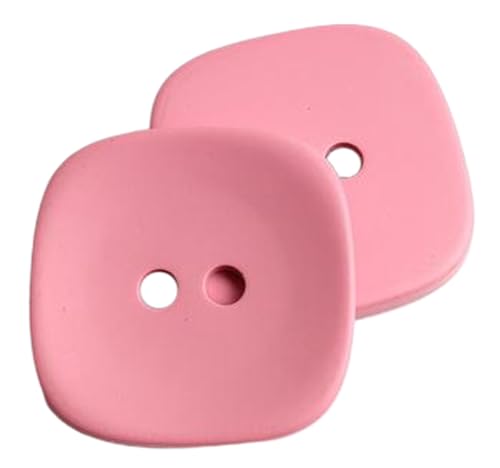 Kunstharzknöpfe in holzähnlicher Oberfläche (quadratisch-rosa, 22 mm), 10 Stück von Bihahyj