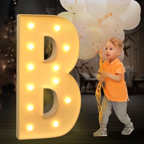 BiiKoon 4FT Festzelt-Leuchtbuchstaben for Geburtstagsparty-Dekorationen, Riesige Festzelt-Buchstaben for Marry Me, Hochzeit, Babyparty, Jubiläumsparty-Dekoration(Color:Letter B,Size:120cm) von BiiKoon