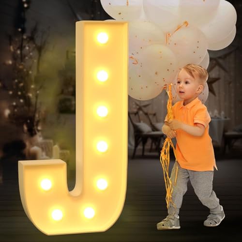 BiiKoon 4FT Festzelt-Leuchtbuchstaben for Geburtstagsparty-Dekorationen, Riesige Festzelt-Buchstaben for Marry Me, Hochzeit, Babyparty, Jubiläumsparty-Dekoration(Color:Letter J,Size:120cm) von BiiKoon