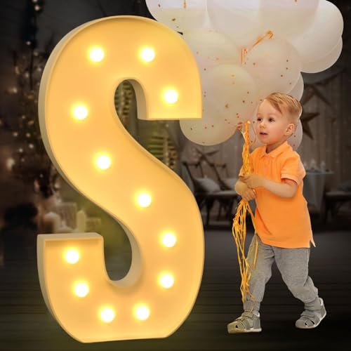 BiiKoon 4FT Festzelt-Leuchtbuchstaben for Geburtstagsparty-Dekorationen, Riesige Festzelt-Buchstaben for Marry Me, Hochzeit, Babyparty, Jubiläumsparty-Dekoration(Color:Letter S,Size:120cm) von BiiKoon