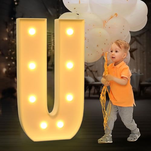 BiiKoon 4FT Festzelt-Leuchtbuchstaben for Geburtstagsparty-Dekorationen, Riesige Festzelt-Buchstaben for Marry Me, Hochzeit, Babyparty, Jubiläumsparty-Dekoration(Color:Letter U,Size:120cm) von BiiKoon
