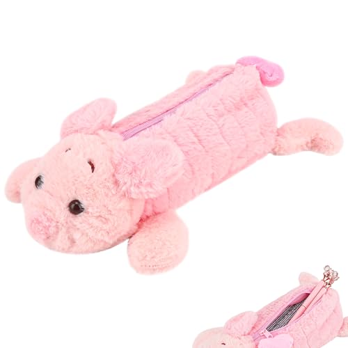 Biiange Flauschiges Federmäppchen, Kawaii-Federtasche, Tier-Plüsch-Federmäppchen, Reißverschluss, Stiftebox, Aufbewahrungstasche, Make-up-Tasche, für die tägliche Arbeit (1 Stück) von Biiange