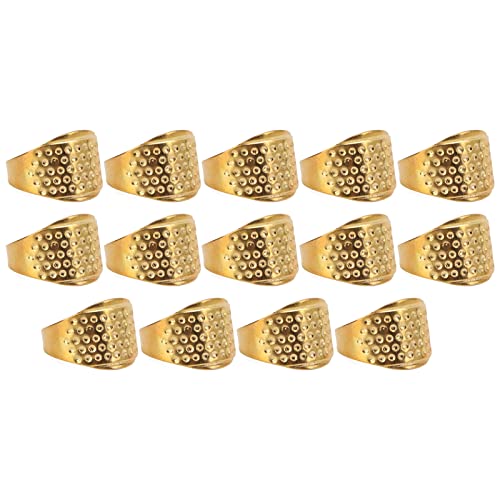 Biitfuu 14-teilige Fingerhüte, Verstellbar, Goldener Kupfer-Nähring, Fingerschutz für Nähzubehör von Biitfuu